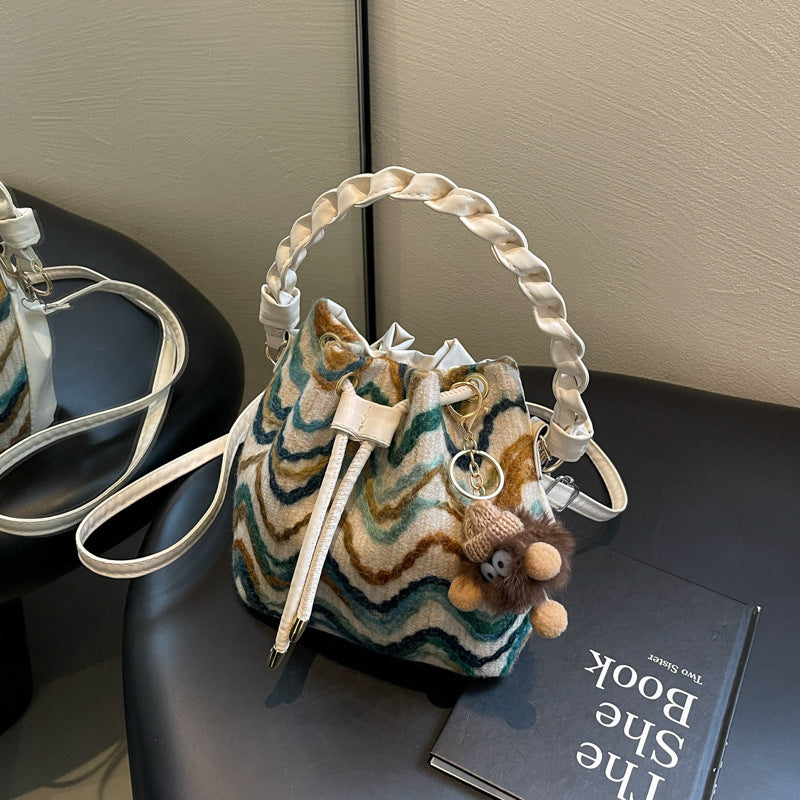 Fashion Shoulder Bag with Sandwich Pocket and Ribbon Pendants - Teleplus Ribbons shoulder bag fashion