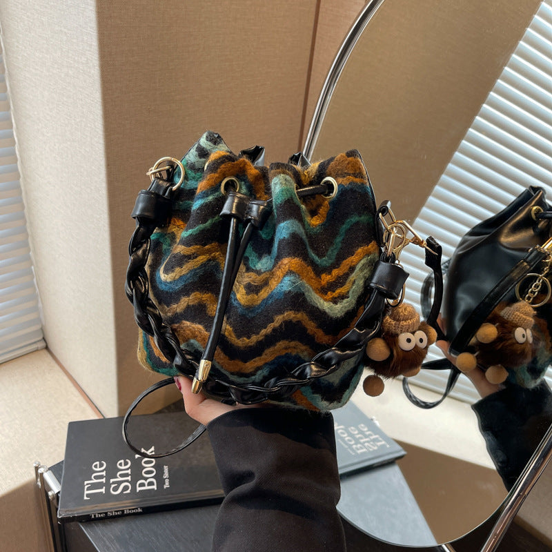 Fashion Shoulder Bag with Sandwich Pocket and Ribbon Pendants - Teleplus Ribbons shoulder bag fashion