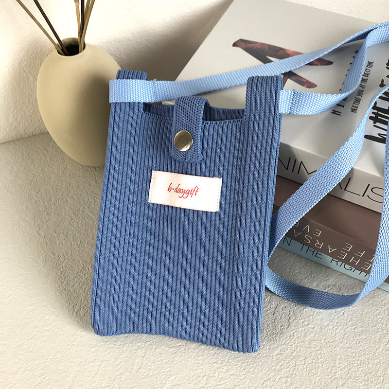Fashion Shoulder Crossbody Vest Phone Bag in Light Pink Sky Blue Retro Red Gray Ash - Teleplus simple knitting bag wool