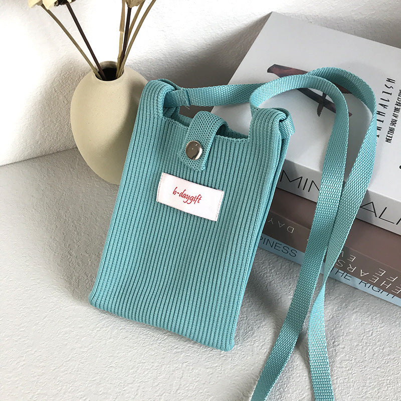 Fashion Shoulder Crossbody Vest Phone Bag in Light Pink Sky Blue Retro Red Gray Ash - Teleplus simple knitting bag wool