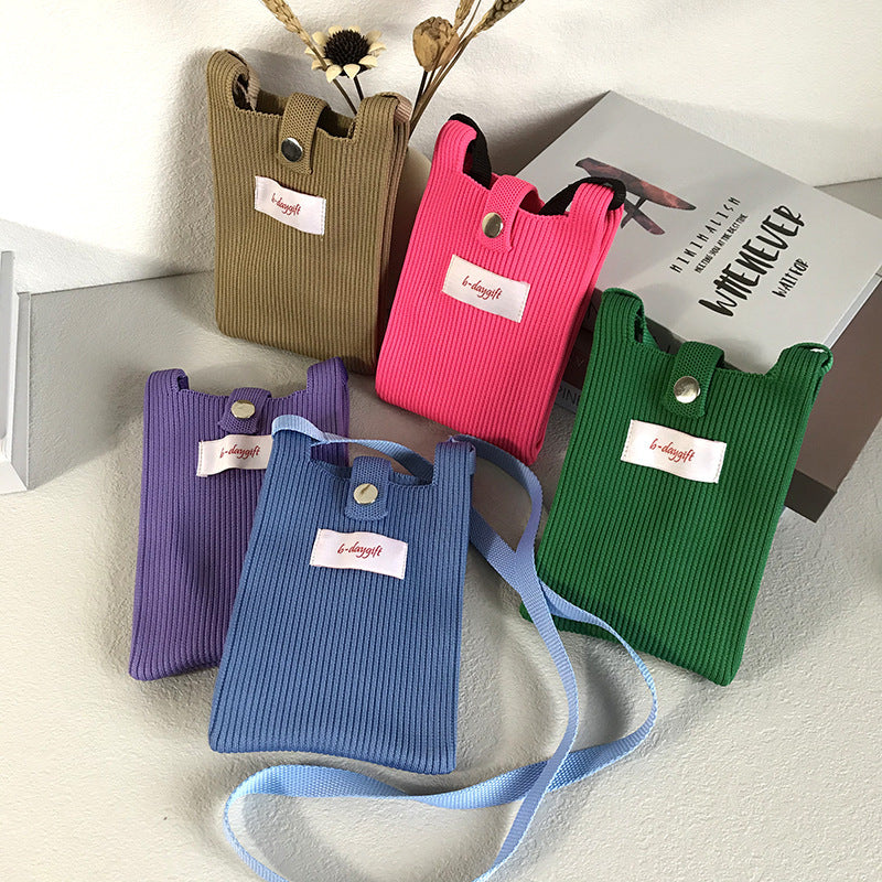 Fashion Shoulder Crossbody Vest Phone Bag in Light Pink Sky Blue Retro Red Gray Ash - Teleplus simple knitting bag wool