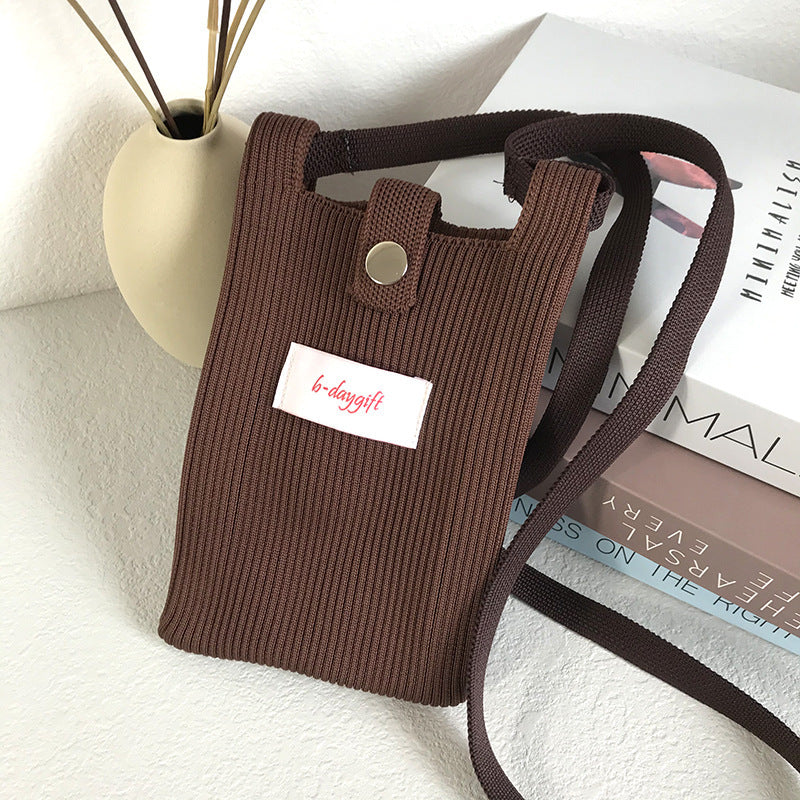 Fashion Shoulder Crossbody Vest Phone Bag in Light Pink Sky Blue Retro Red Gray Ash - Teleplus simple knitting bag wool