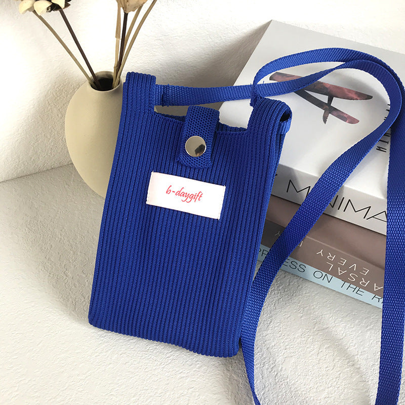 Fashion Shoulder Crossbody Vest Phone Bag in Light Pink Sky Blue Retro Red Gray Ash - Teleplus simple knitting bag wool