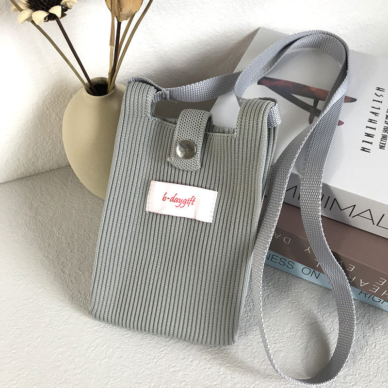 Fashion Shoulder Crossbody Vest Phone Bag in Light Pink Sky Blue Retro Red Gray Ash - Teleplus simple knitting bag wool