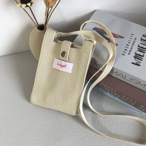 Fashion Shoulder Crossbody Vest Phone Bag in Light Pink Sky Blue Retro Red Gray Ash - Teleplus simple knitting bag wool