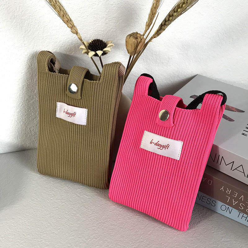 Fashion Shoulder Crossbody Vest Phone Bag in Light Pink Sky Blue Retro Red Gray Ash - Teleplus simple knitting bag wool