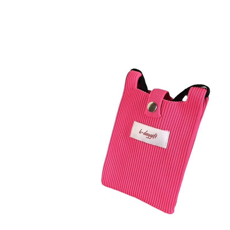 Fashion Shoulder Crossbody Vest Phone Bag in Light Pink Sky Blue Retro Red Gray Ash - Teleplus simple knitting bag wool