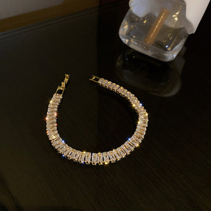 Fashion simple geometric zircon bracelet in gold style 1 and 2 - Simple Geometric Zircon Bracelet Gold fashion