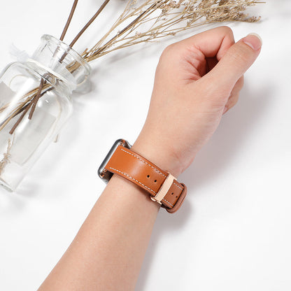 Fashion Simple Solid Color Leather Single Loop Strap - Solid Color Leather Strap for Apple Watch