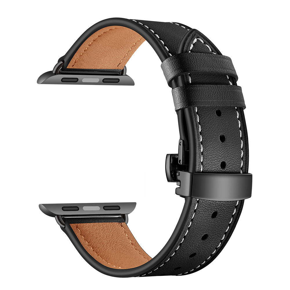 Fashion Simple Solid Color Leather Single Loop Strap - Solid Color Leather Strap for Apple Watch