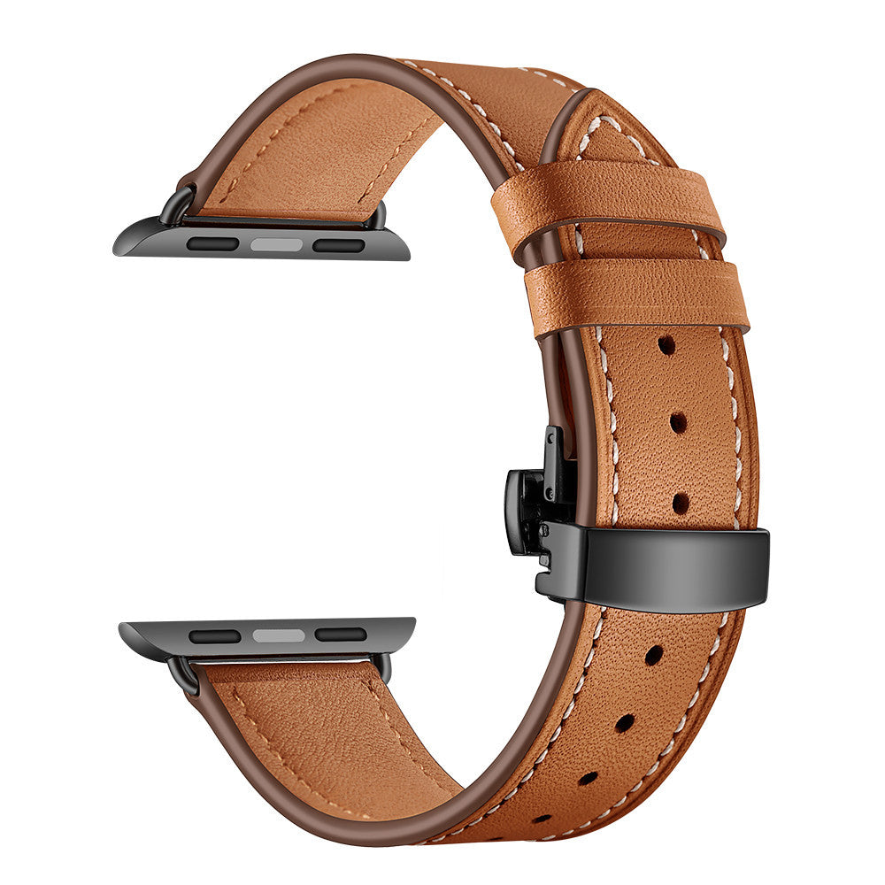 Fashion Simple Solid Color Leather Single Loop Strap - Solid Color Leather Strap for Apple Watch