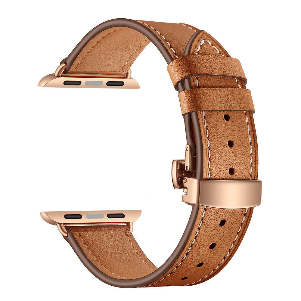 Fashion Simple Solid Color Leather Single Loop Strap - Solid Color Leather Strap for Apple Watch