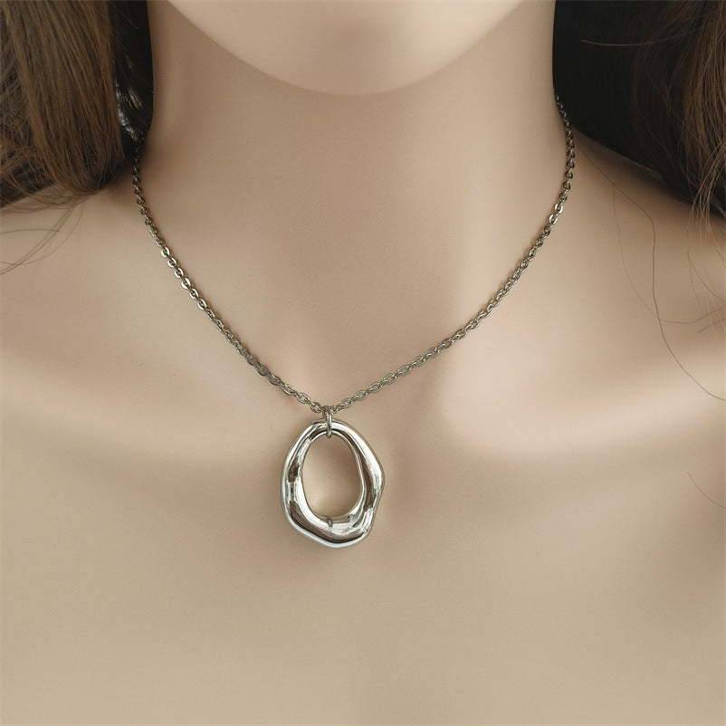 Fashion Simple Temperament Necklace CCB Material Gold Silver Pendant - in Ccb simple temperament necklace fashion ccb