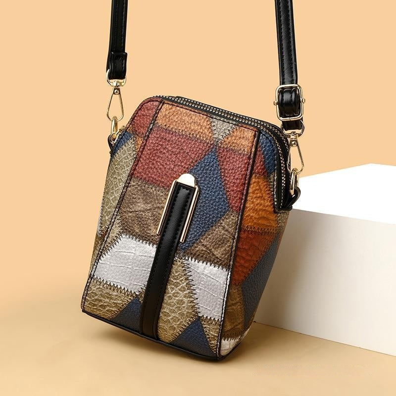 Fashion Soft Leather Bag with Stitching Shoulder Strap for Daily - Teleplus fashion soft leather stitching shoulder