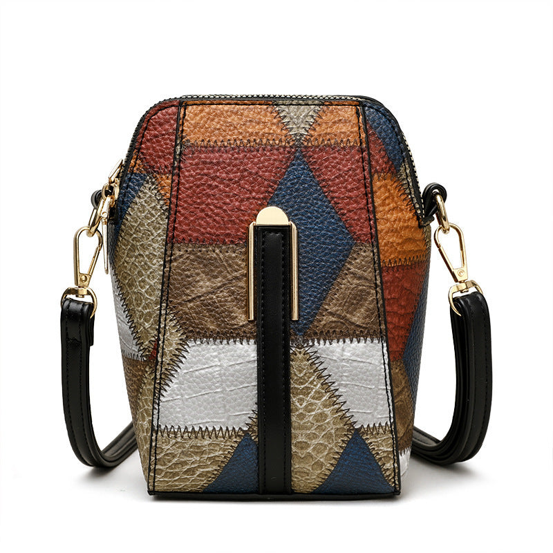Fashion Soft Leather Bag with Stitching Shoulder Strap for Daily - Teleplus fashion soft leather stitching shoulder