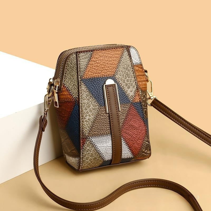 Fashion Soft Leather Bag with Stitching Shoulder Strap for Daily - Teleplus fashion soft leather stitching shoulder