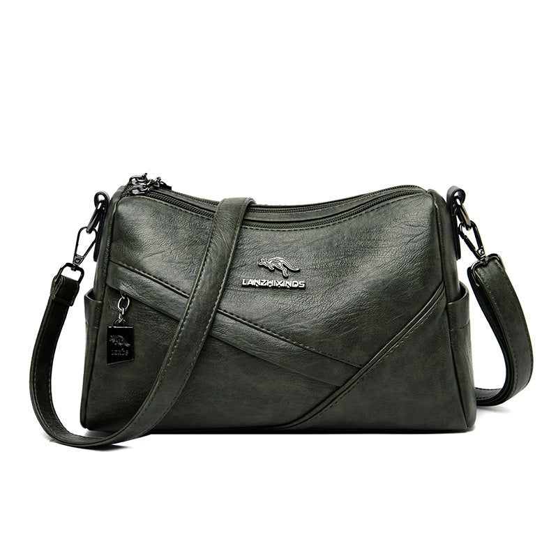 Fashion Soft Leather Crossbody Bag with Durable Polyester Lining - Teleplus fashion soft leather shoulder crossbody bag