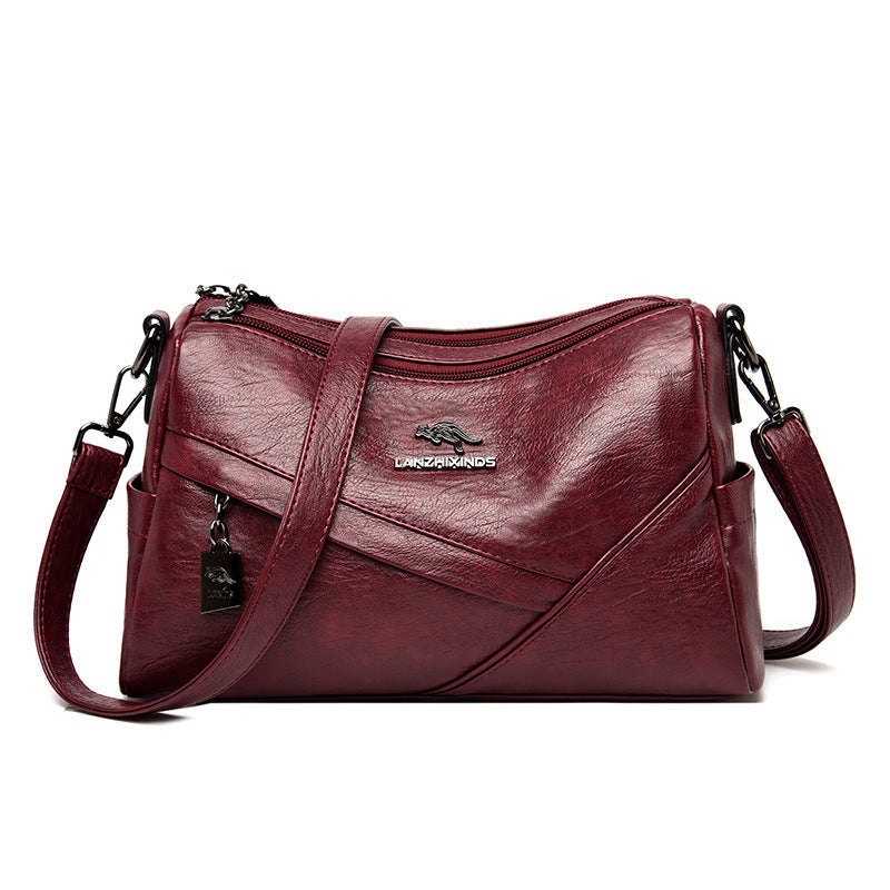 Fashion Soft Leather Crossbody Bag with Durable Polyester Lining - Teleplus fashion soft leather shoulder crossbody bag