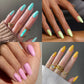 Fashion Solid Color Simple Fake Nails with Glue Pack for Ladies - fashion solid color simple fake nails