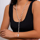 Fashion Stringed Pearls Y-shaped Necklace Cross - Heart-Shaped Gold Necklace for Pearly Fashionistas