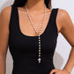 Fashion Stringed Pearls Y-shaped Necklace Cross - Heart-Shaped Gold Necklace for Pearly Fashionistas