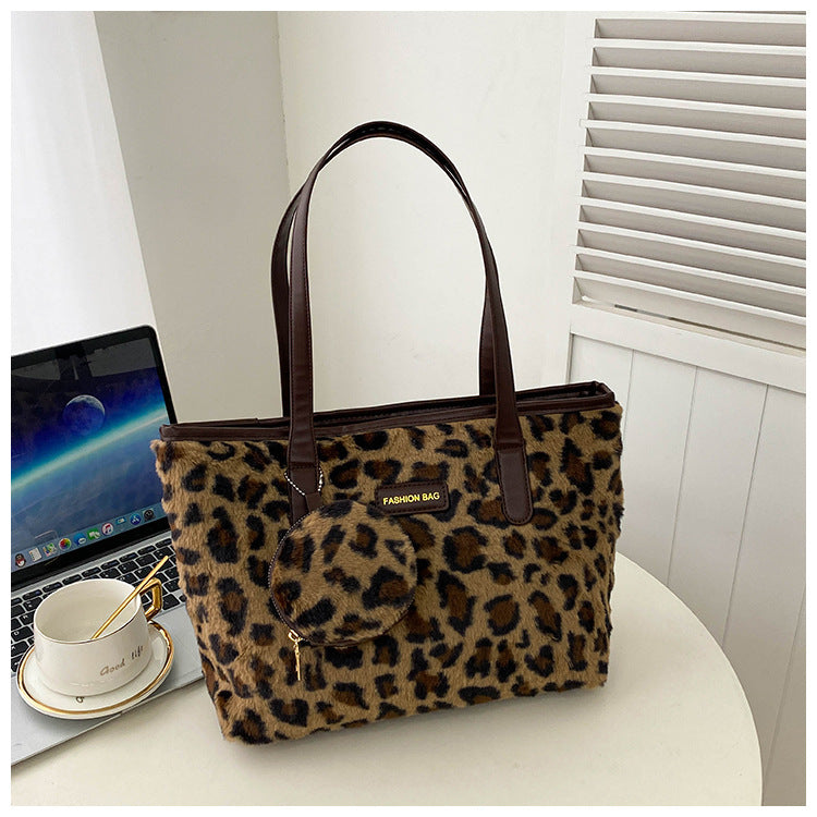 Fashionable Furry Western Style Leopard Print Casual Bag for Daily - Teleplus fashionable furry western style leopard