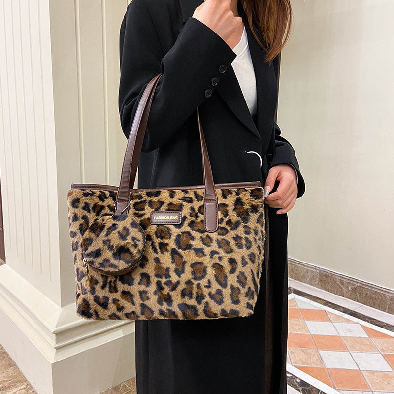 Fashionable Furry Western Style Leopard Print Casual Bag for Daily - Teleplus fashionable furry western style leopard