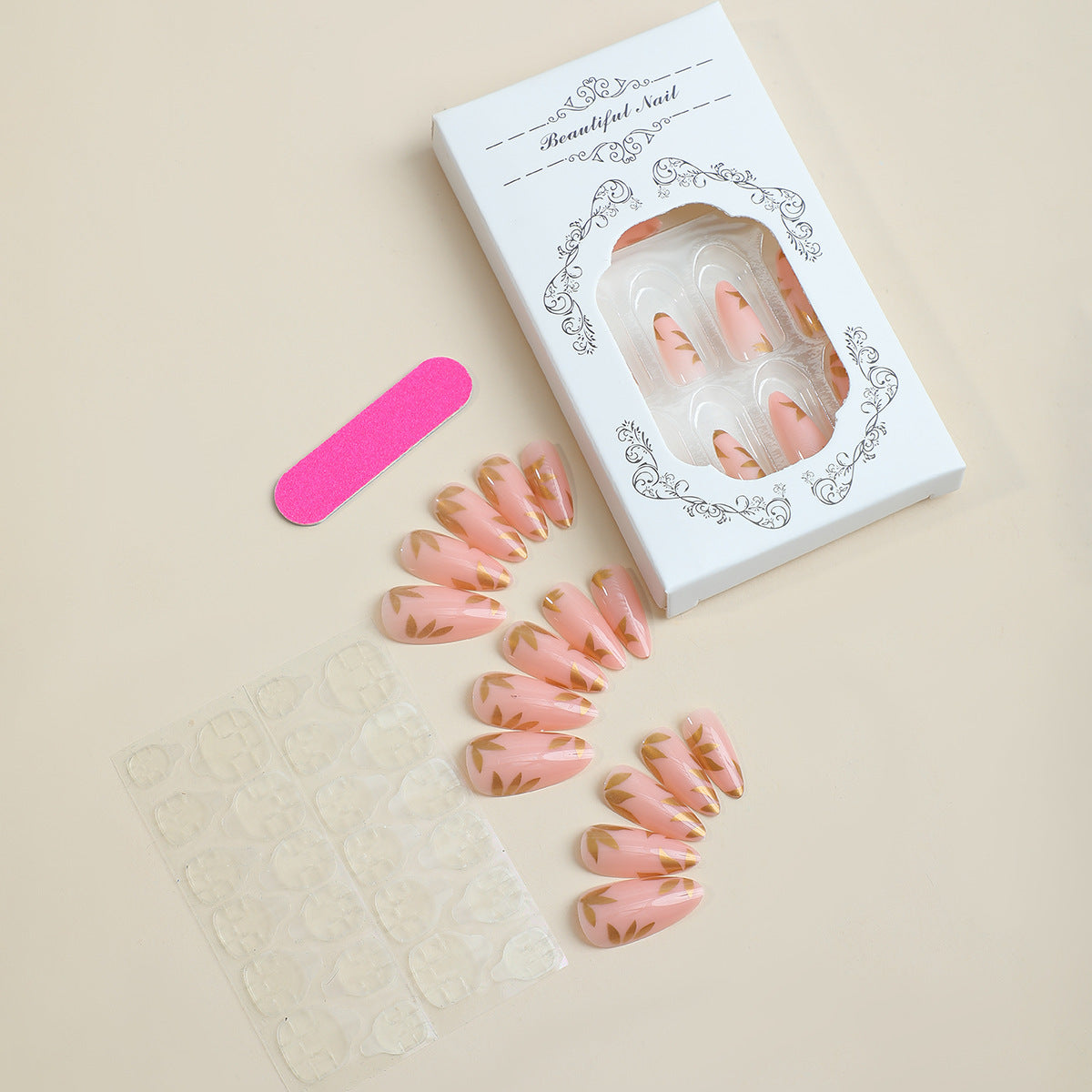 Fashionable Golden Maple Leaf Nail Art Set with Jelly Glue for Ladies - fashionable golden maple leaf nail