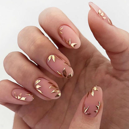 Fashionable Golden Maple Leaf Nail Art Set with Jelly Glue for Ladies - fashionable golden maple leaf nail
