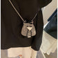 Fashionable Rhinestone Single Shoulder Chain Bag with Drawstring and Urban Style - single shoulder chain drawstring