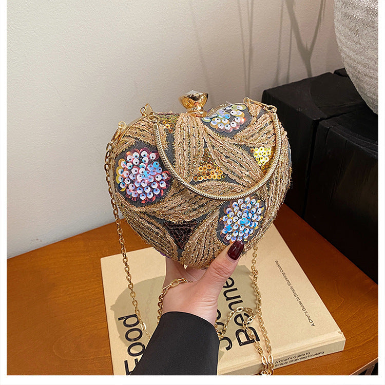 Fashionable Sequins Shoulder Bag Heart Shape Crossbody for Party Stylish Carry - fashionable sequins shoulder bag retro