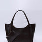 Brown SHK108 faux leather women hand and shoulder bag with wallet and makeup bag