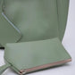 Mint green SHK108 faux leather women hand and shoulder bag with wallet and makeup bag