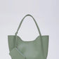 Mint green SHK108 faux leather women hand and shoulder bag with wallet and makeup bag