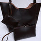 Brown SHK108 faux leather women hand and shoulder bag with wallet and makeup bag