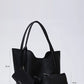 Black SHK108 snap closure faux leather women hand and shoulder bag with detachable wallet and makeup bag spacious daily