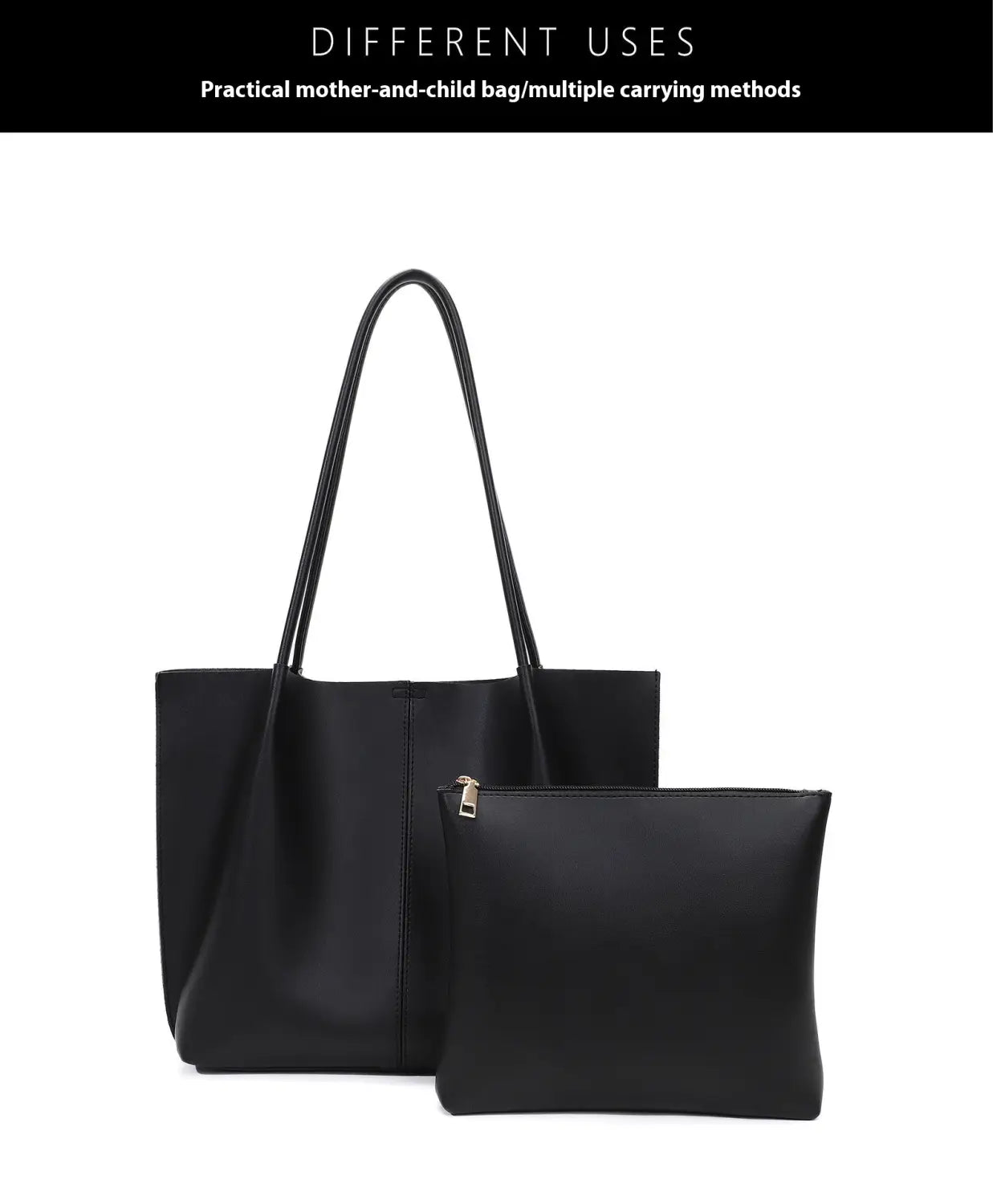 Sac à bandoulière en cuir PU avec poche sandwich et sangle double