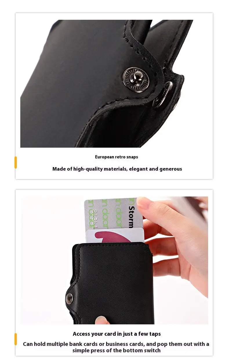 Sealbhóir Cárta Leathar Pu Ultra Solas d'fhir agus do mhná dubh nó donn dorcha