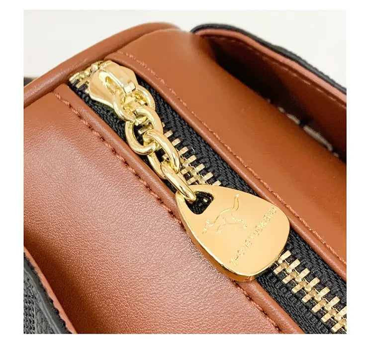 Chessboard Plaid Bag with Wide Shoulder Strap and Multiple Storage Pockets