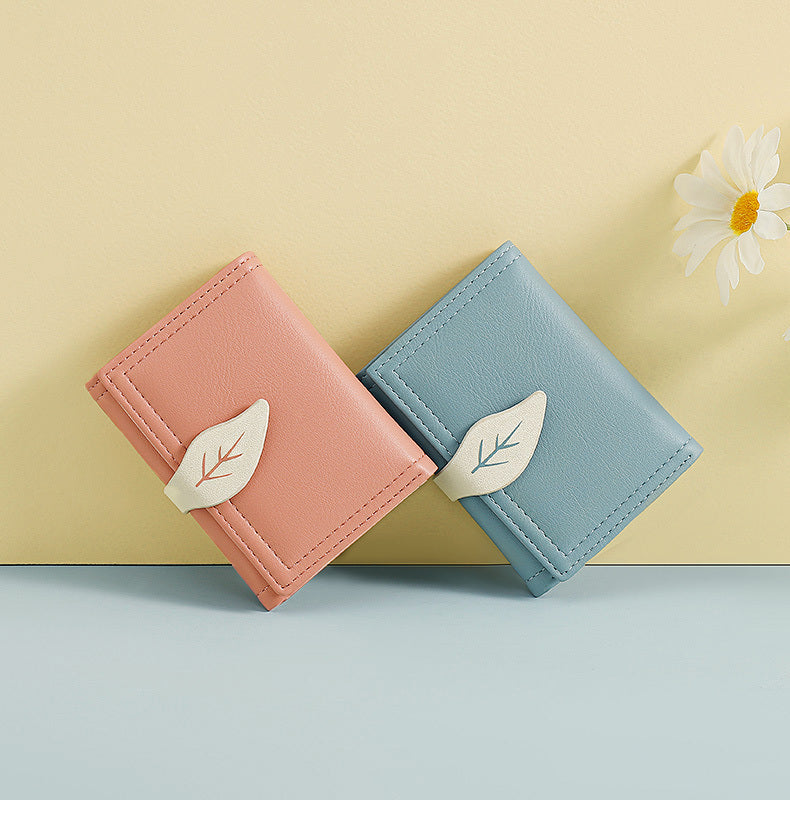 Fashion Folding Short Women’s Creative Color Contrast Leaf Wallet - Wallet So Cute It Might Steal Your Heart