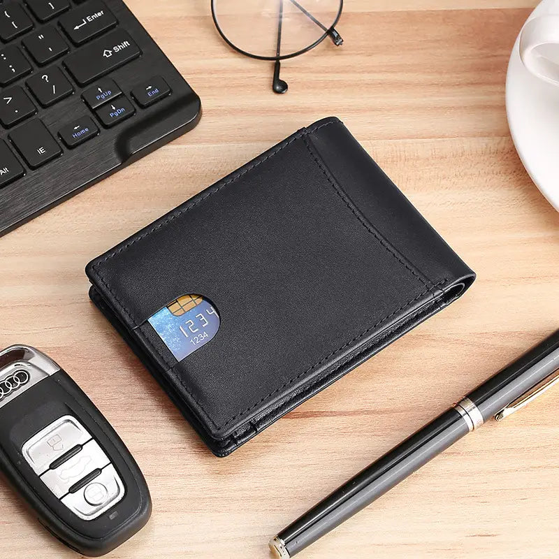 Leather Head Layer Cow Wallet with Anti-Theft and Multi-Function Features