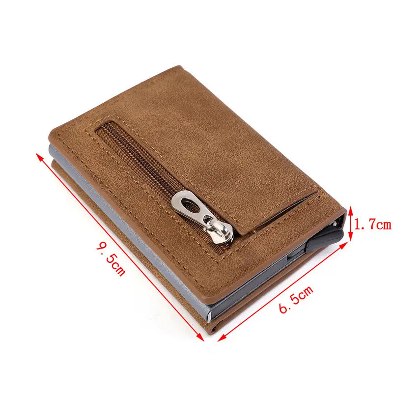 PU Leather Card Holder with Magnetic Buckle in Blue Black Brown for United States
