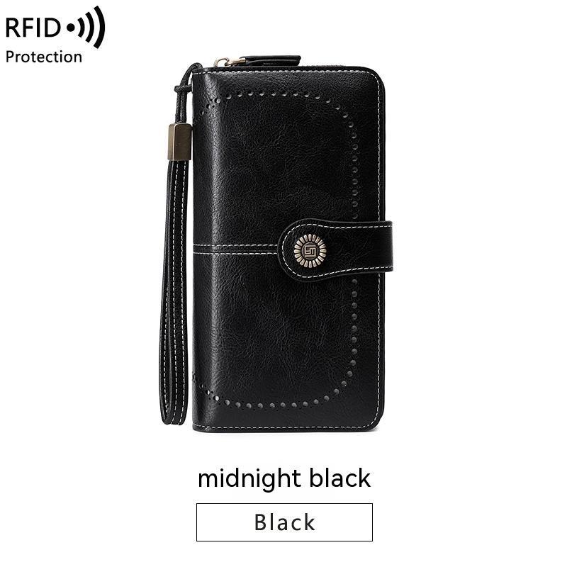 RFID Anti-magnetic Wallet Long Zipper Women’s Large-capacity Handbag - Magically Secure Wallet for the Stylish Thief