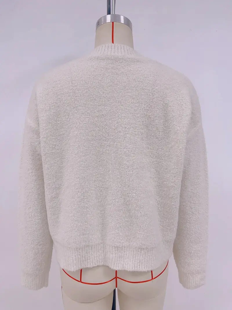 Kvinnor stickade färgblock cardigan långärmad lätt tröja topp