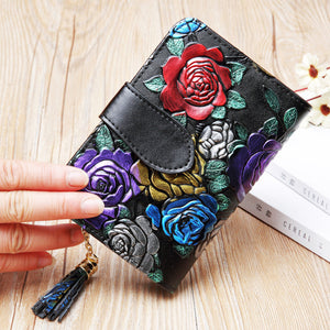 Fashion Women’s Leather Wallet Short - Chic Wallet That Blooms Like Your Style Fantasy