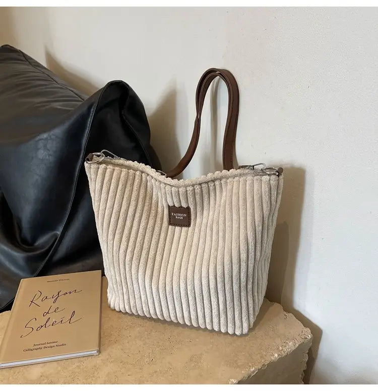 Versatile Large Capacity Corduroy Soft Surface Crossbody Shoulder Bag