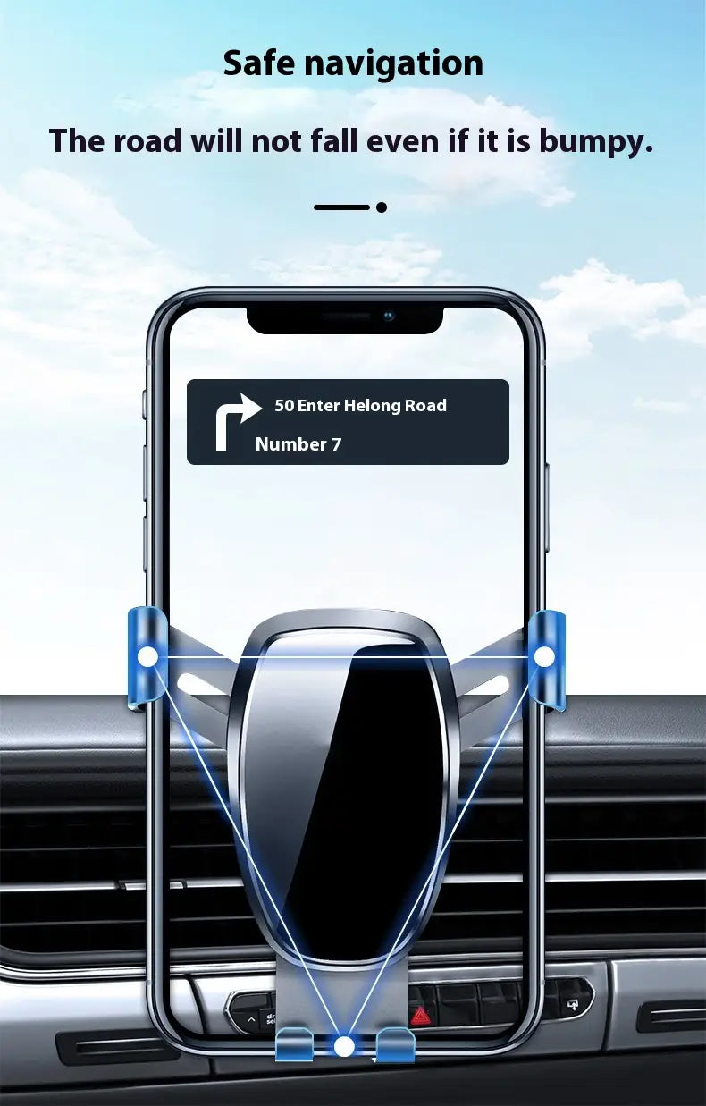 Elegant Frosted and Mirror Car Phone Holder with Shockproof Navigation Support