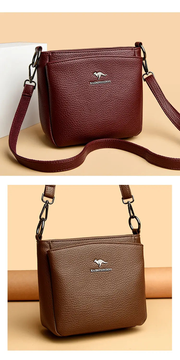 Rucsac cu valiză cu găleată din piele moale cu buzunar telefonic mai multe culori