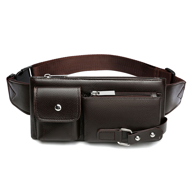 Men’s Belt Bag Classic Solid Color PU Leather Waist Bag Outdoor Leisure Travel Fanny Pack Purse - Fanny Pack for Men