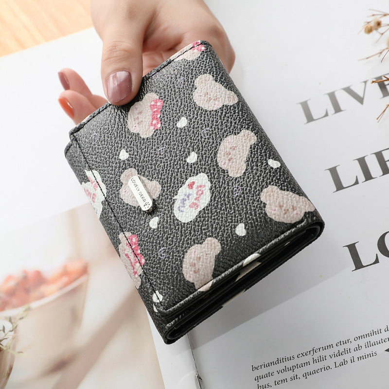 Women’s Fashion Pointed Small Bear Print Student Wallet - Bear-y Cute Wallet for Trendsetting Students